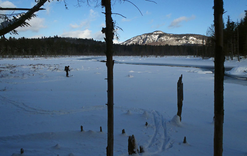 Skiing into Pharaoh Lake